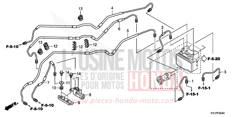 TUYAU DE FREIN de CBR250R ABS PEARL SPENCER BLUE (PB308) de 2011